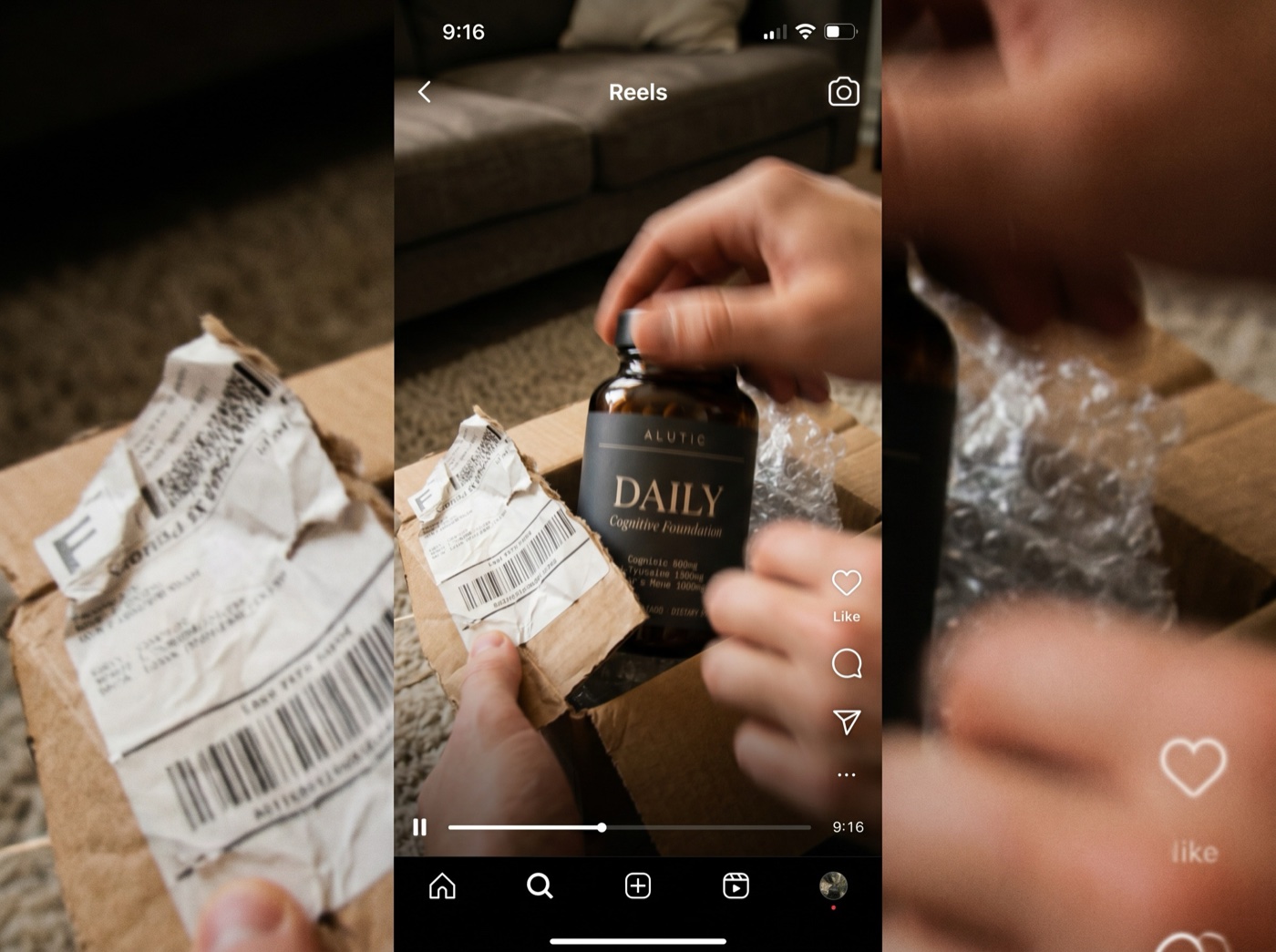 Customer photo: an Alutic Daily bottle being unboxed from a shipping box.